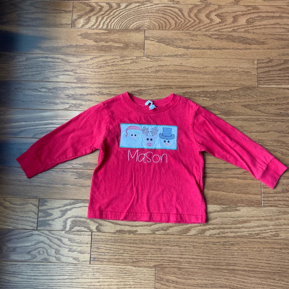 Children’s Custom Embroidery Christmas Shirt- “Mason”- Size 3